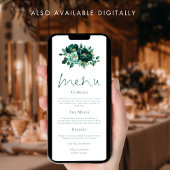 Carte de Menu de Mariage Emerald Gold Florals Love