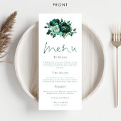 Carte de Menu de Mariage Emerald Gold Florals Love