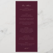 Carte de Menu de Mariage en Bourgogne | Réception (Devant)