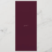 Carte de Menu de Mariage en Bourgogne | Réception (Dos)