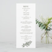 Carte de menu de mariage en branchage de pin rusti (Debout devant)