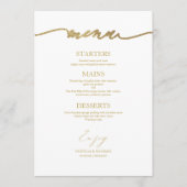 Carte de menu de mariage en calligraphie chic pour (Devant)