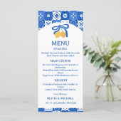 Carte de menu de mariage en carrelage méditerranée (Debout devant)