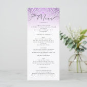 Carte de menu de mariage en damas orné rose (Debout devant)