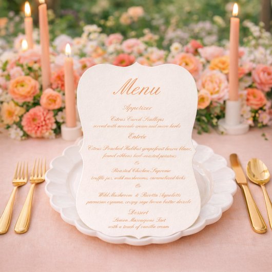 Carte de menu de mariage en découpage pour jardin 
