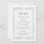 Carte de menu de mariage en dentelle blanche vinta (Devant)