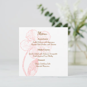 Carte de Menu de Mariage en Dessin au Trait Floral