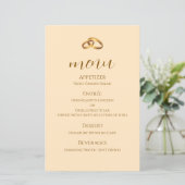 Carte de menu de mariage en écriture bronze (Debout devant)