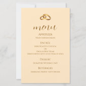 Carte de menu de mariage en écriture bronze (Devant)