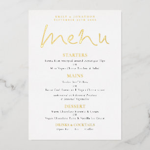 Carte de menu de mariage en écriture élégante avec
