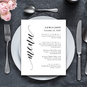 Carte de Menu de Mariage en Écriture Élégante Clas