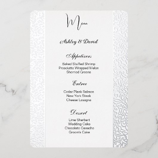 Carte de menu de mariage en feuille (Recto)