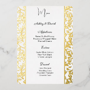 Carte de menu de mariage en feuille d'aluminium