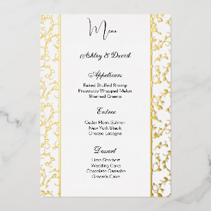 Carte de menu de mariage en feuille d'aluminium