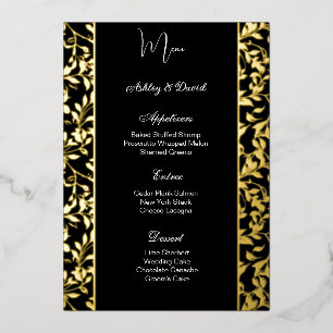 Carte de menu de mariage en feuille d'aluminium