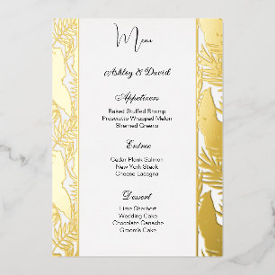 Carte de menu de mariage en feuille d'aluminium