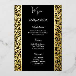 Carte de menu de mariage en feuille d'aluminium