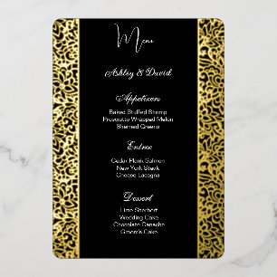 Carte de menu de mariage en feuille d'aluminium