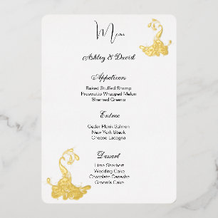 Carte de menu de mariage en feuille de paon