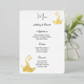 Carte de menu de mariage en feuille de paon (Debout devant)
