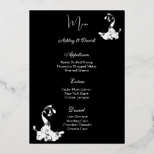 Carte de menu de mariage en feuille de paon