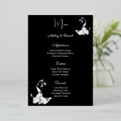 Carte de menu de mariage en feuille de paon (Debout devant)