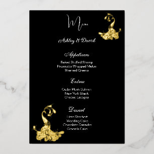 Carte de menu de mariage en feuille de paon