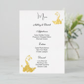 Carte de menu de mariage en feuille de paon (Debout devant)