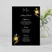 Carte de menu de mariage en feuille de rose (Debout devant)