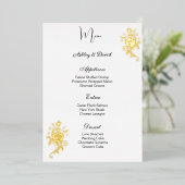 Carte de menu de mariage en feuille de rose (Debout devant)