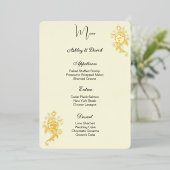 Carte de menu de mariage en feuille de rose (Debout devant)
