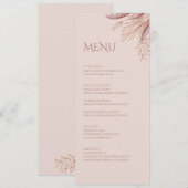 Carte de menu de mariage en herbe de pampas rose b (Devant / Derrière)