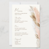 Carte de menu de mariage en herbe de Pampas rustiq (Devant)