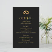 Carte de menu de mariage en or noir (Debout devant)