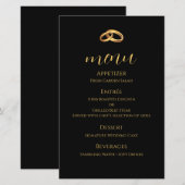 Carte de menu de mariage en or noir (Devant / Derrière)