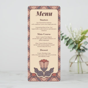 Carte de menu de mariage en verre teinté floral Ar