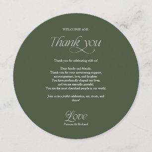 Carte de Menu de Mariage et de Remerciement Cercle