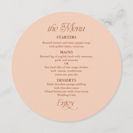 Carte de Menu de Mariage et Marque-Place Cercle av (Dos)