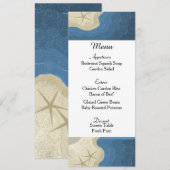 Carte de Menu de Mariage Étoile de Mer et Océan (Devant / Derrière)