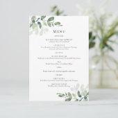 Carte de menu de mariage Eucalyptus (Debout devant)