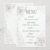 Carte de menu de mariage Fleur de Lys blanche dess (Devant / Derrière)