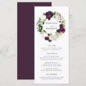 Carte de menu de mariage Fleur de Prunier foncé (Devant / Derrière)