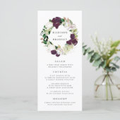 Carte de menu de mariage Fleur de Prunier foncé (Debout devant)
