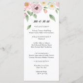 Carte de Menu de Mariage Fleurie Rose Blush Blanc (Devant)