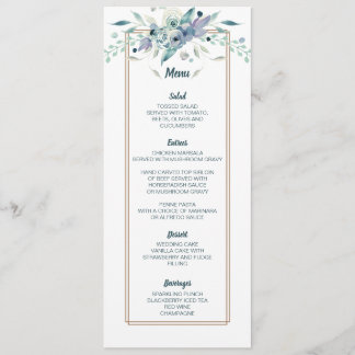 Carte de menu de mariage floral aquarelle été doux