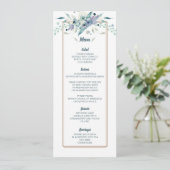 Carte de menu de mariage floral aquarelle été doux (Debout devant)