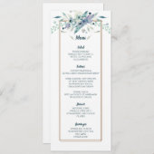 Carte de menu de mariage floral aquarelle été doux (Devant / Derrière)