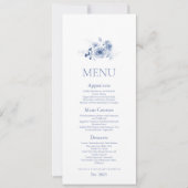 Carte de menu de mariage floral bleu poussiéreux (Devant)