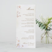 Carte de Menu de Mariage Floral Bohème (Debout devant)