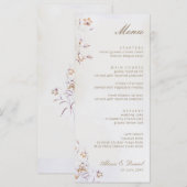 Carte de Menu de Mariage Floral Bohème (Devant / Derrière)